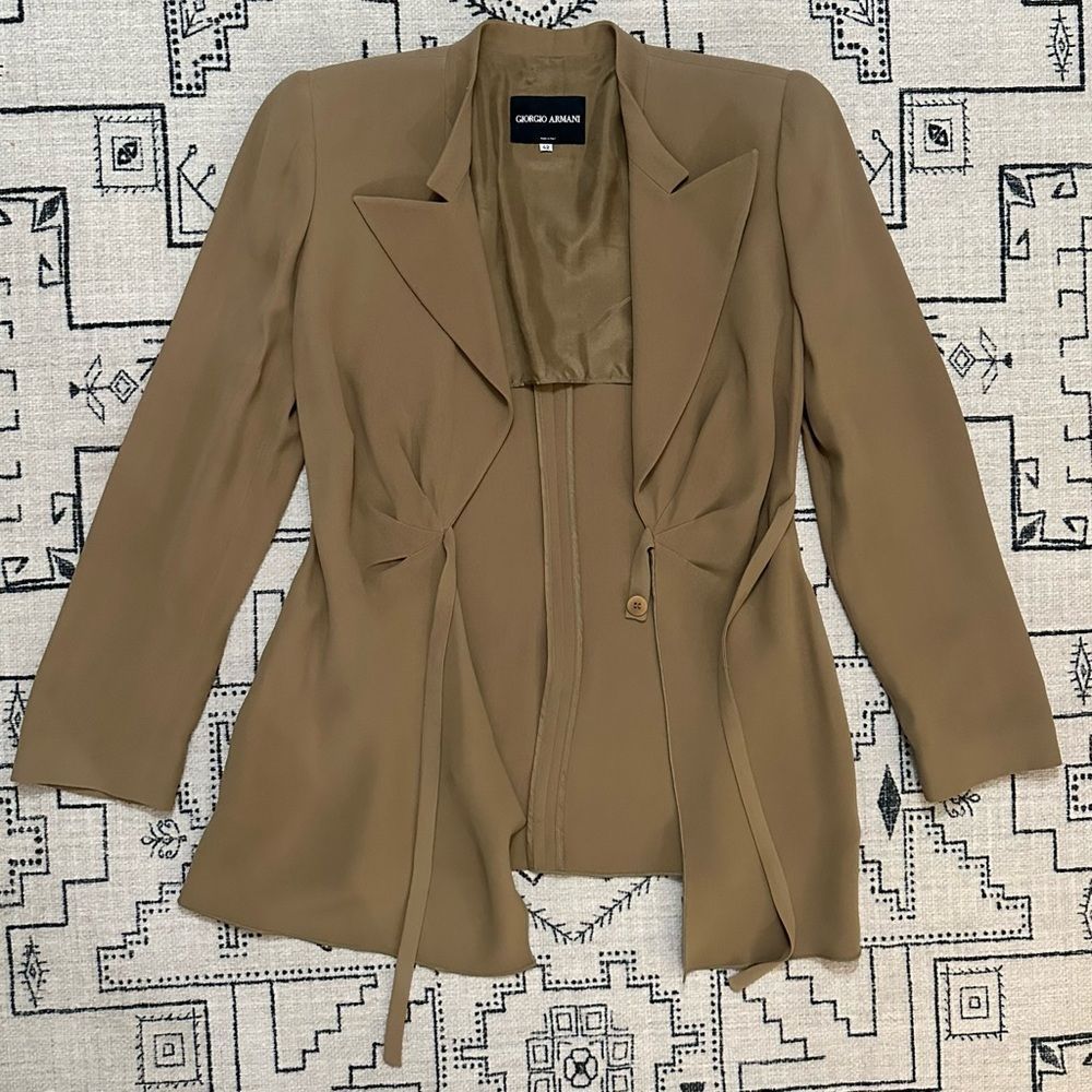 Giorgio Armani black label silk blazer with tie